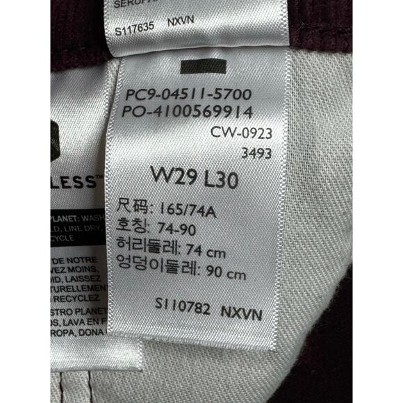Levi's 511 Men's Slim Fit Straight Leg Maroon Corduroy Pants - Size 29x29 - Picture 6 of 6